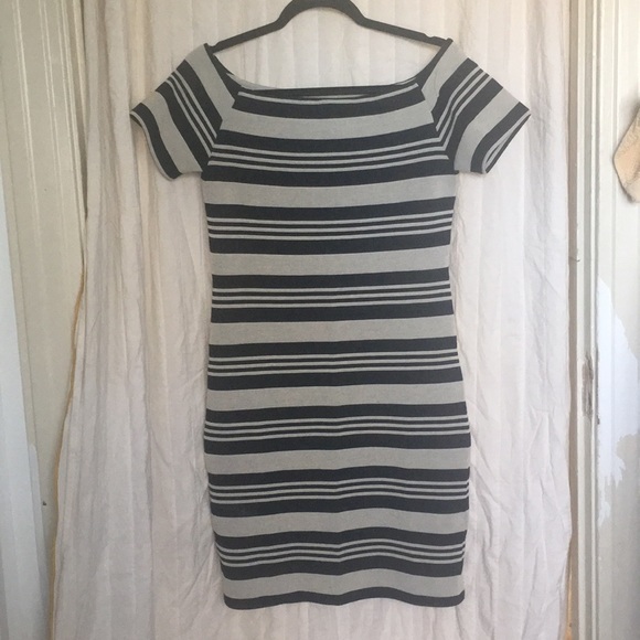 Striped textured dress in Navy-cream - Picture 1 of 6